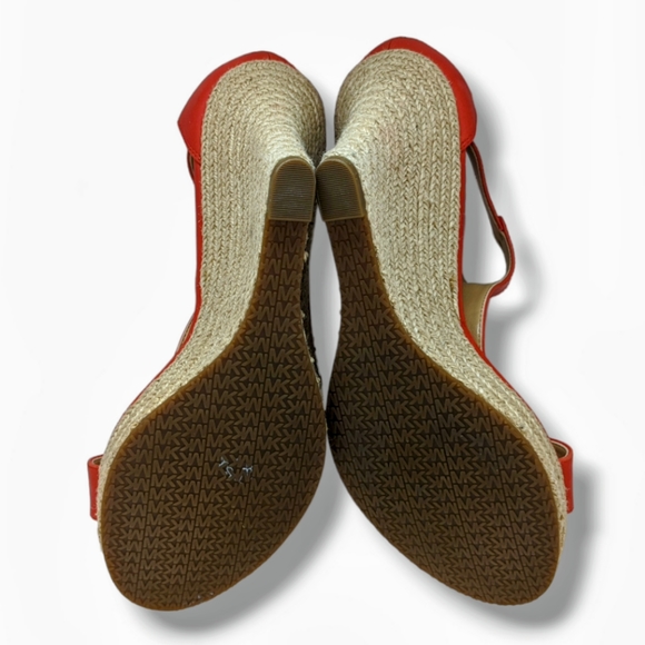 MICHAEL Michael Kors | Jute Coral Leather Open Toe Wedges Women's Size 9 - Picture 6 of 7